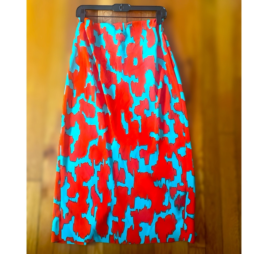 Diane Von Furstenberg Resort Orange Red Midi Pencil Skirt
